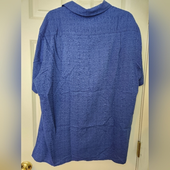 Tasso Elba Island Shirt Mens XLarge Silk Linen Blue Short Sleeve Button Up - Picture 5 of 6